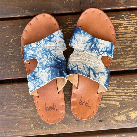Beek crackle tie dye slip on sandals mineral natural - Picture 2 of 4